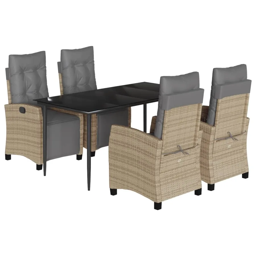 Ensemble à manger de jardin coussins 5 pcs mélange beige rotin - 2