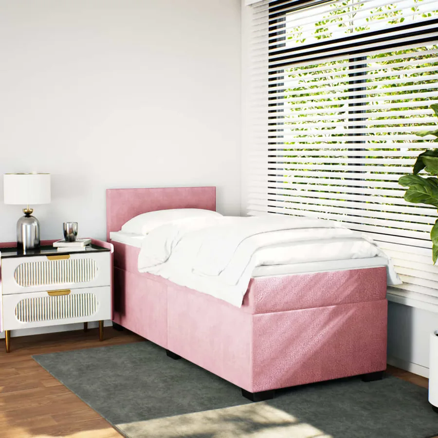 Sommier à lattes de lit avec matelas Rose 90x200 cm Velours - 3