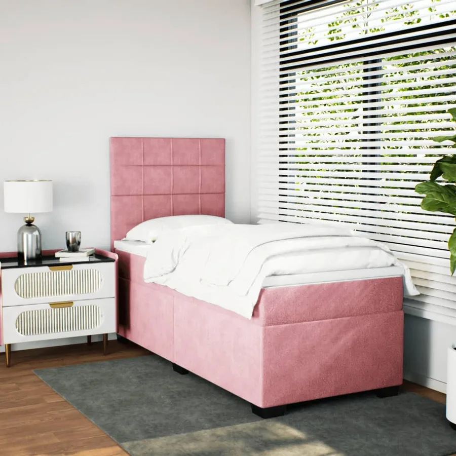 Sommier à lattes de lit avec matelas Rose 90x200 cm Velours - 3