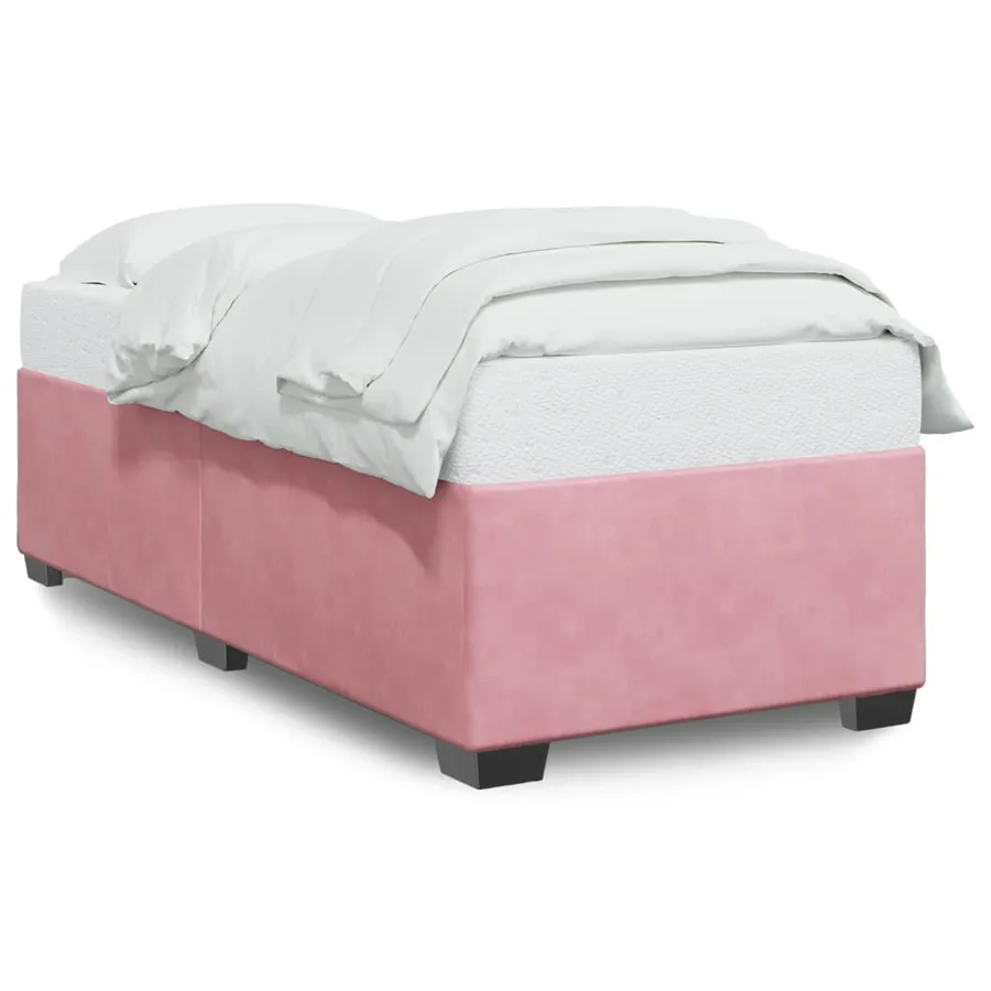 Cadre de lit sans matelas rose 100x200 cm velours - 2