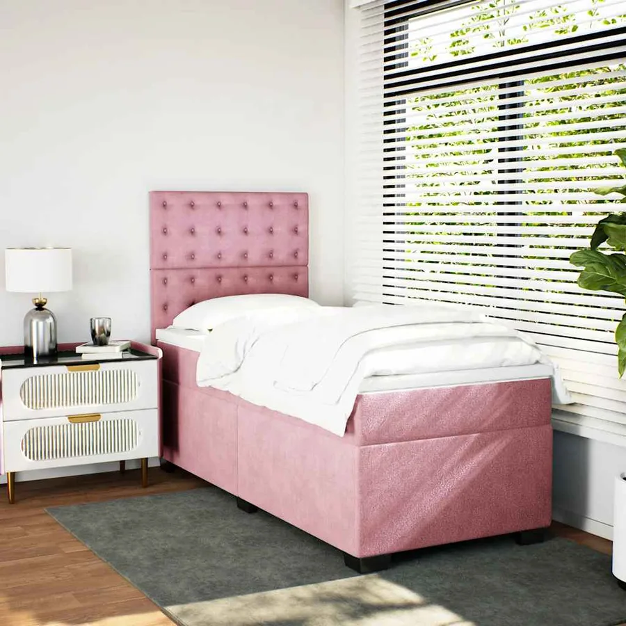Sommier à lattes de lit avec matelas Rose 100x200 cm Velours - 4
