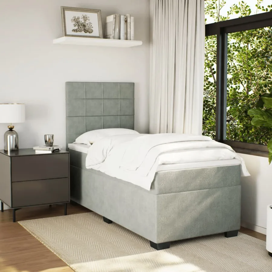 Sommier à lattes de lit et matelas Gris clair 100x200cm Velours - 3