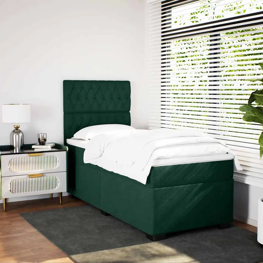 Sommier à lattes de lit avec matelas Vert foncé 100x200 cm - 3