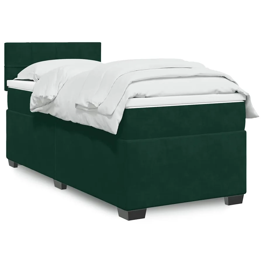 Sommier à lattes de lit avec matelas Vert foncé 100x200 cm