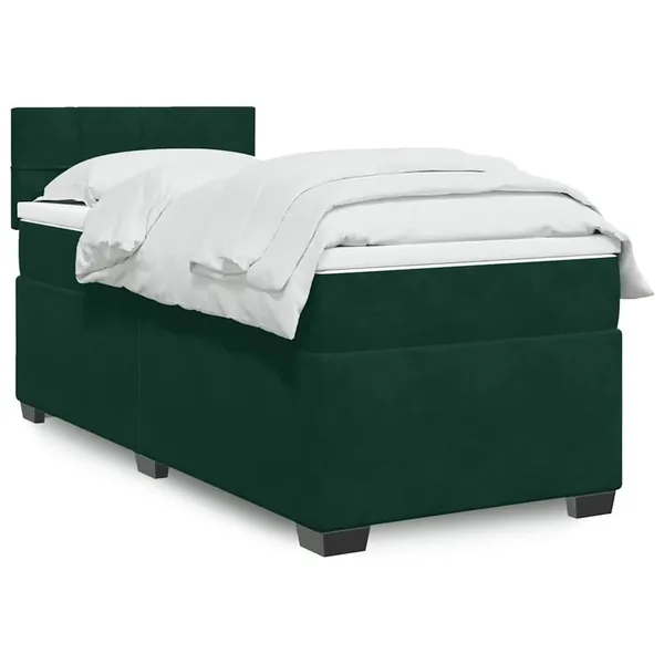 Sommier à lattes de lit avec matelas Vert foncé 100x200 cm