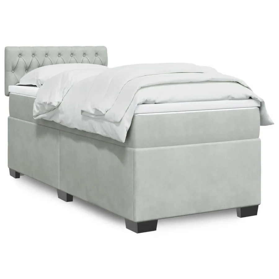 Sommier à lattes de lit et matelas Gris clair 100x200cm Velours