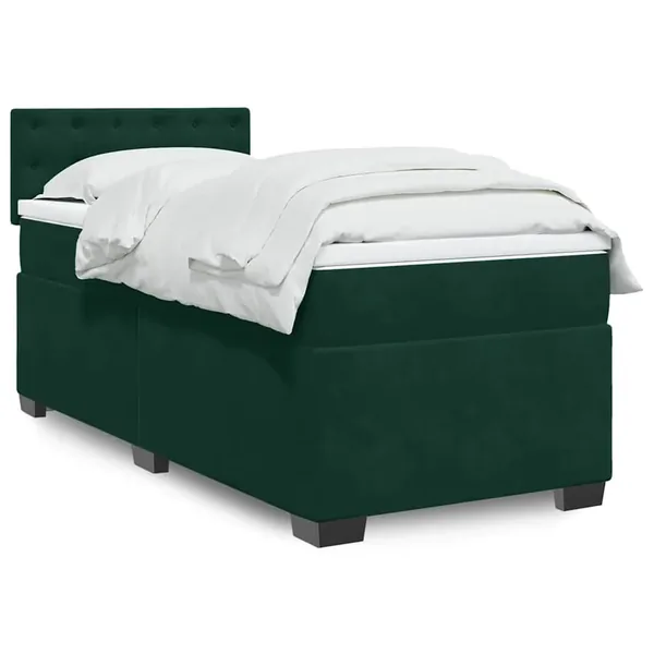 Sommier à lattes de lit avec matelas Vert foncé 100x200 cm