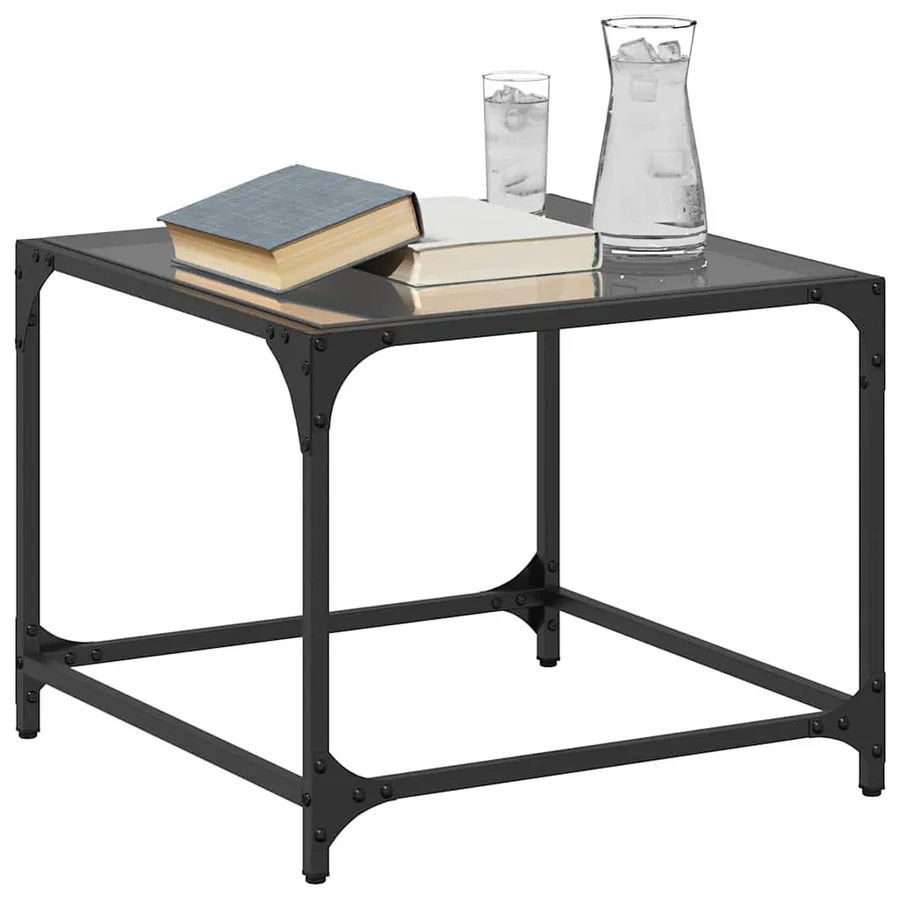 Tables basses avec dessus en verre noir 2 pcs 50x50x40 cm acier - 3