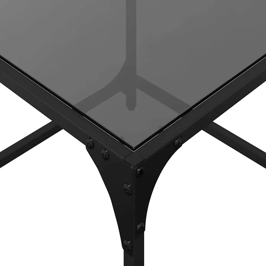 Tables basses avec dessus en verre noir 2 pcs 50x50x40 cm acier - 8