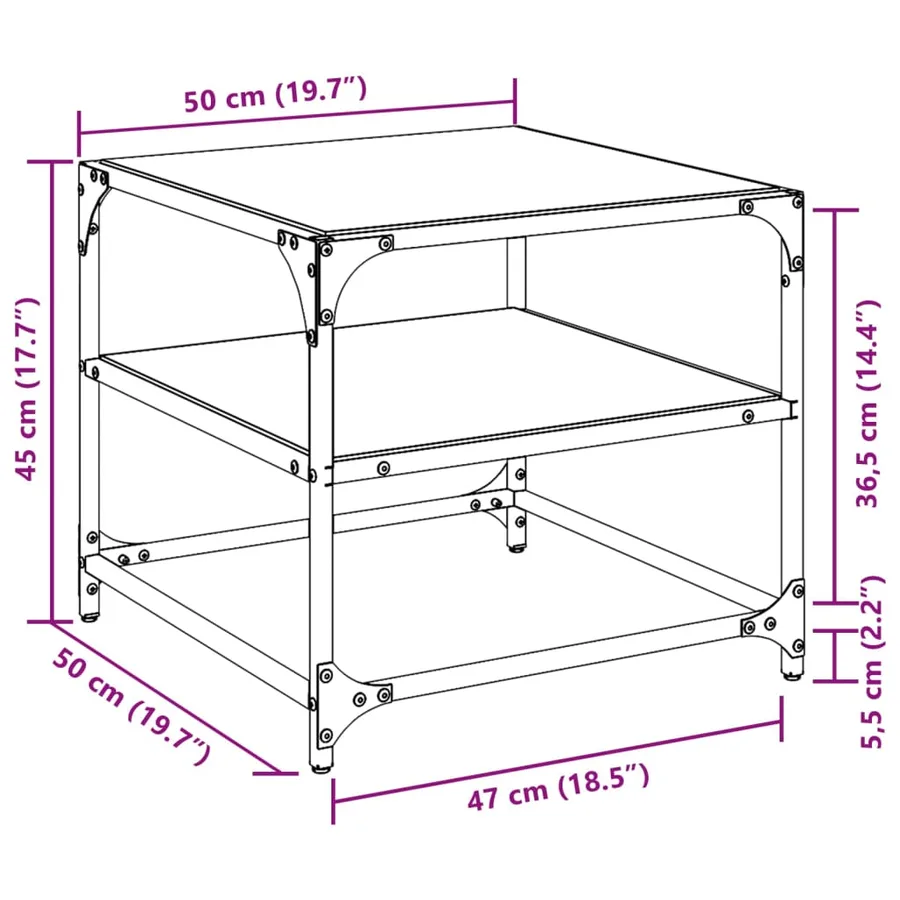 Tables basses avec dessus en verre transparent 2 pcs acier - 10