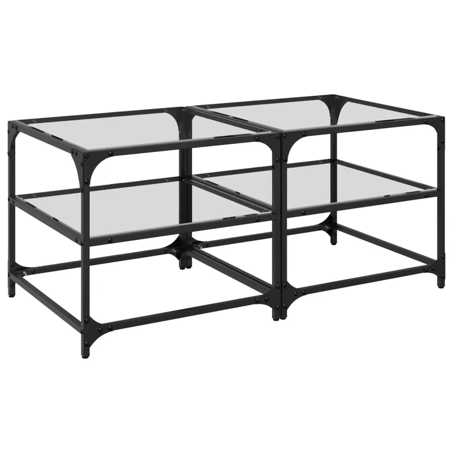 Tables basses avec dessus en verre transparent 2 pcs acier - 2