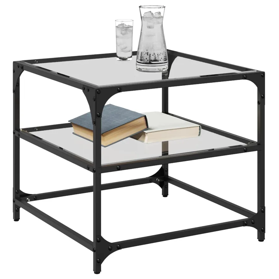 Tables basses avec dessus en verre transparent 2 pcs acier - 3