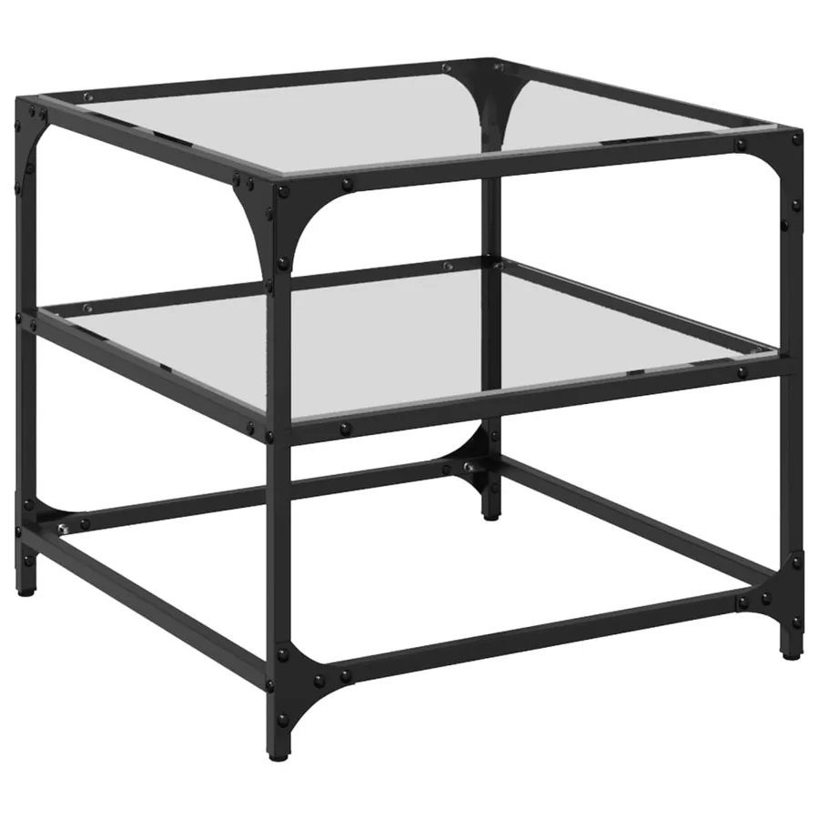 Tables basses avec dessus en verre transparent 2 pcs acier - 4