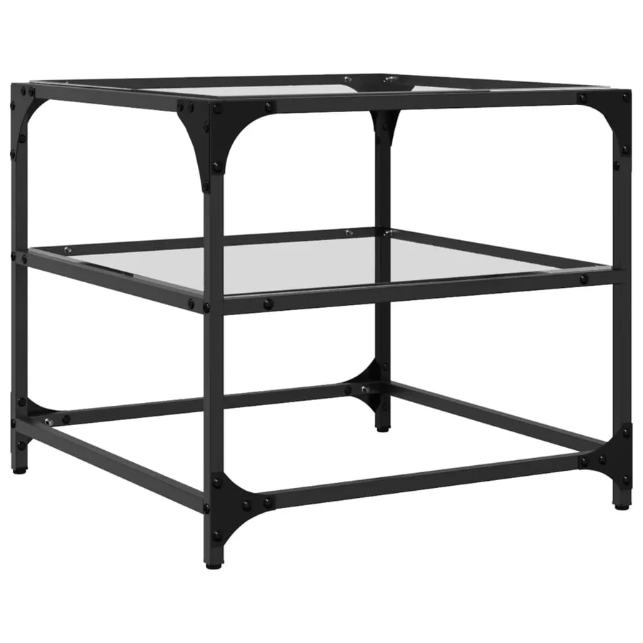 Tables basses avec dessus en verre transparent 2 pcs acier - 7