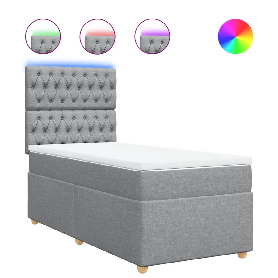 Sommier à lattes de lit avec matelas gris clair 80x200 cm tissu - 2