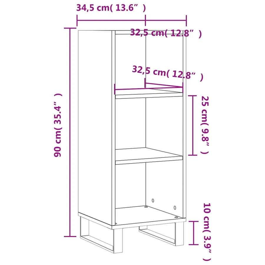 Buffet blanc 34,5x32,5x90 cm bois d'ingénierie - 9