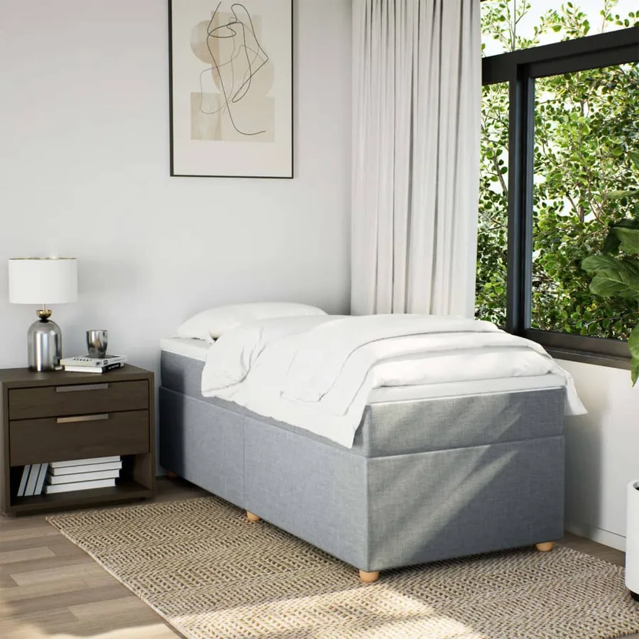 Sommier à lattes de lit avec matelas gris clair 80x200 cm tissu - 3