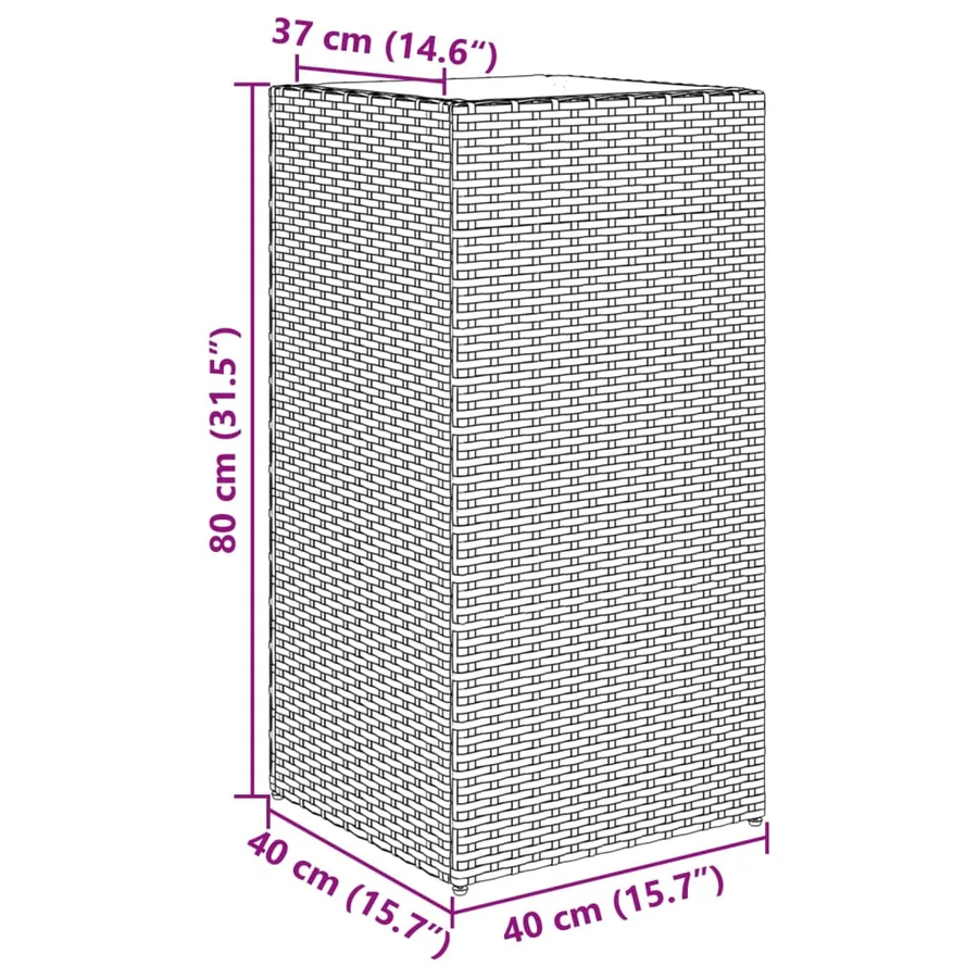 Jardinières 2 pcs gris 40x40x80 cm résine tressée - 11