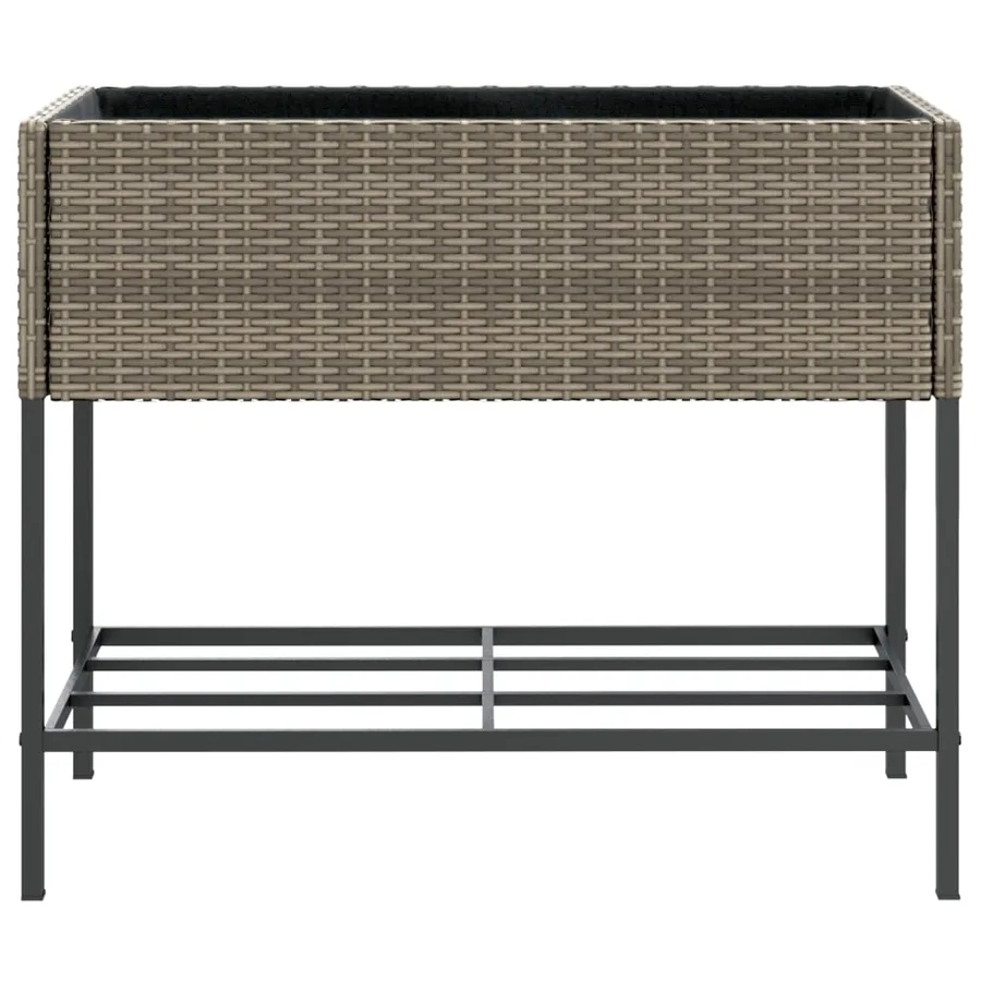 Jardinières avec étagère 2 pcs gris 90x40x75 cm résine tressée - 6