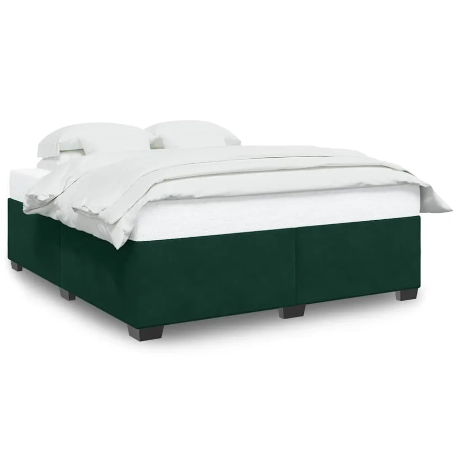 Cadre de lit sans matelas vert foncé 200x200 cm velours - 2