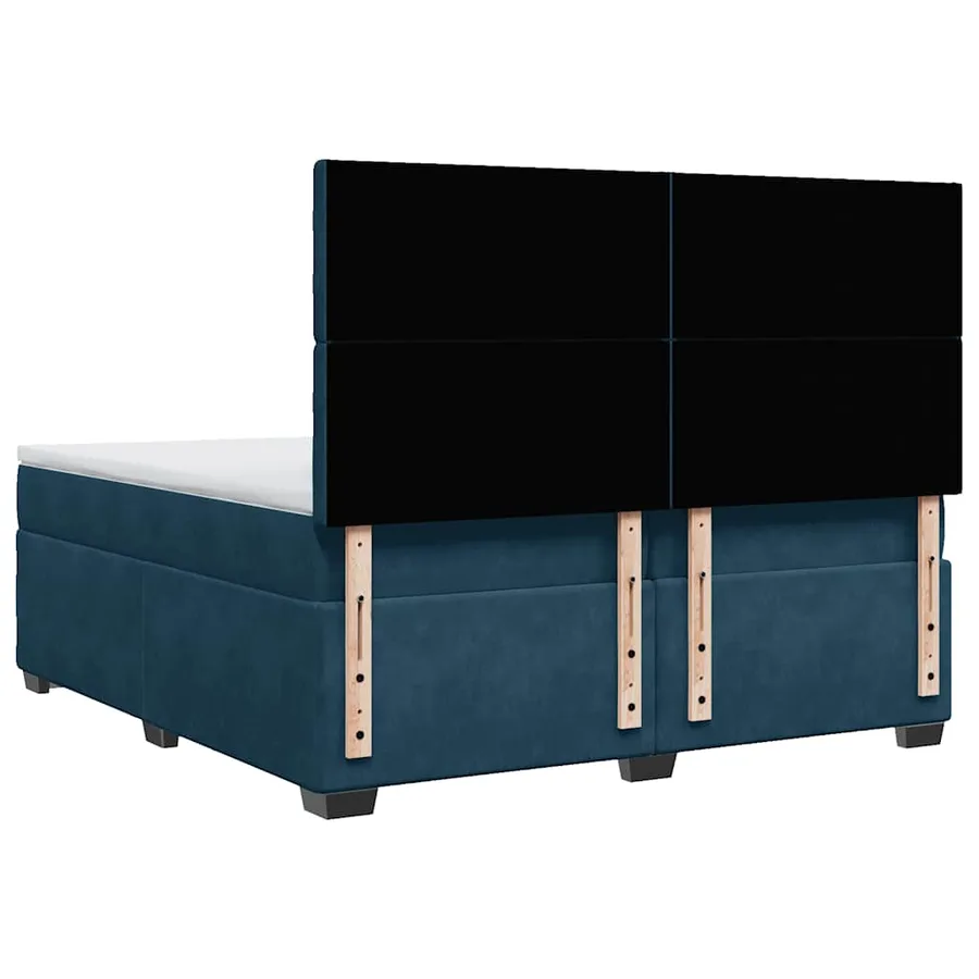 Sommier à lattes de lit et matelas Bleu 200x200 cm velours - 10