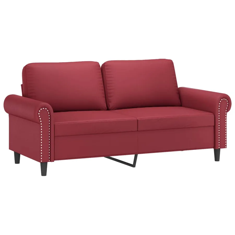 Ensemble de canapés 3 pcs et coussins Rouge bordeaux Similicuir - 4