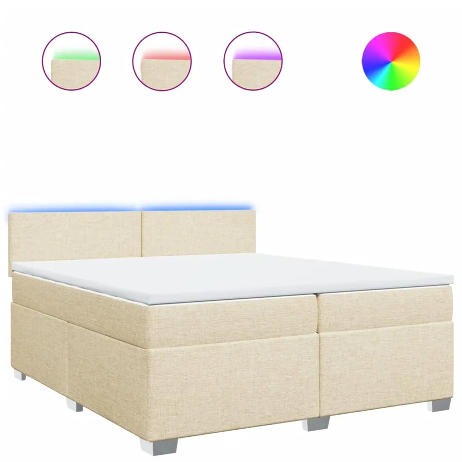 Sommier à lattes de lit avec matelas Crème 200x200 cm Tissu - 2