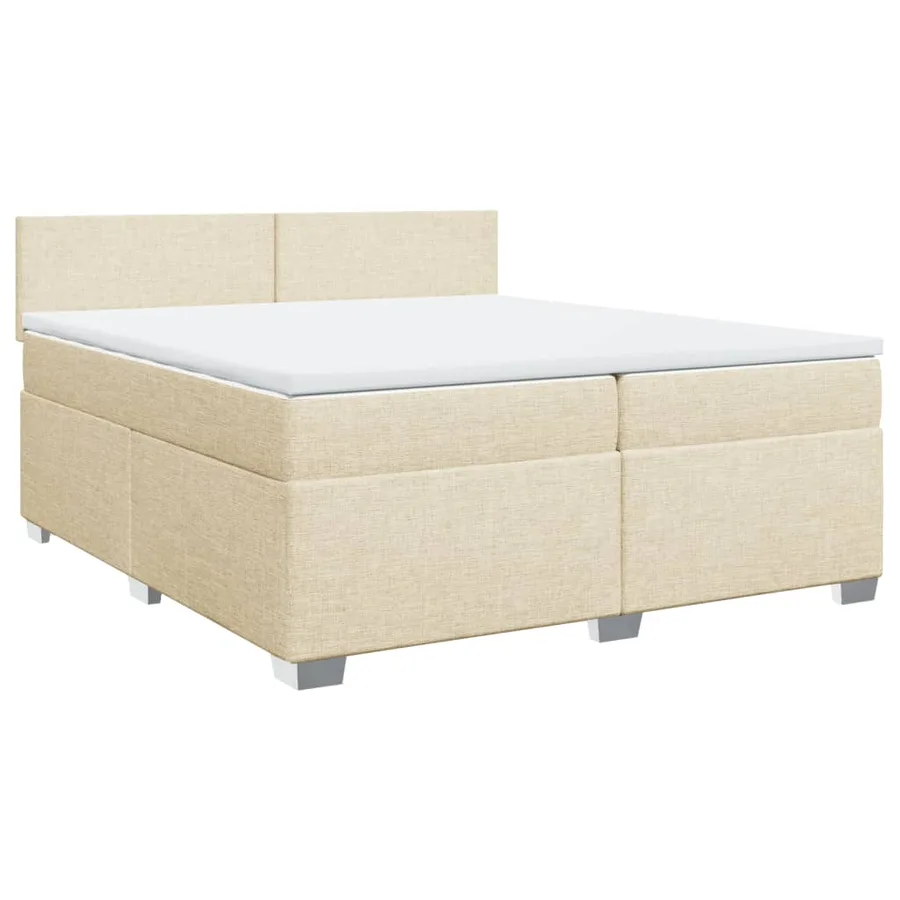 Sommier à lattes de lit avec matelas Crème 200x200 cm Tissu - 3