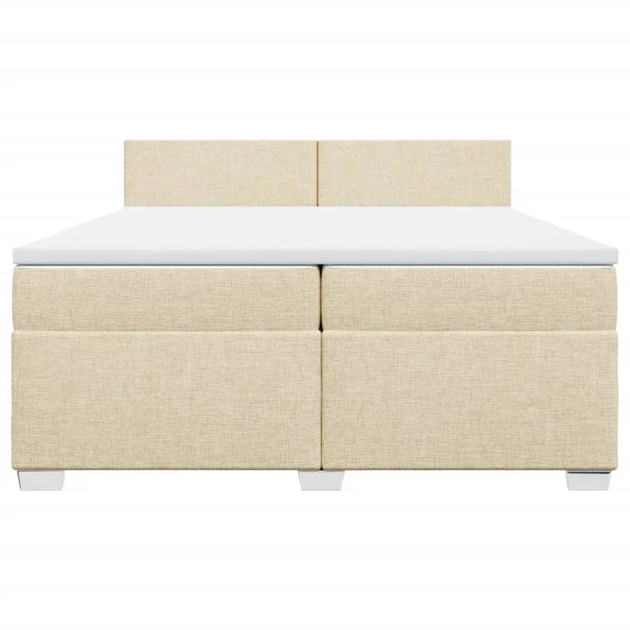 Sommier à lattes de lit avec matelas Crème 200x200 cm Tissu - 6