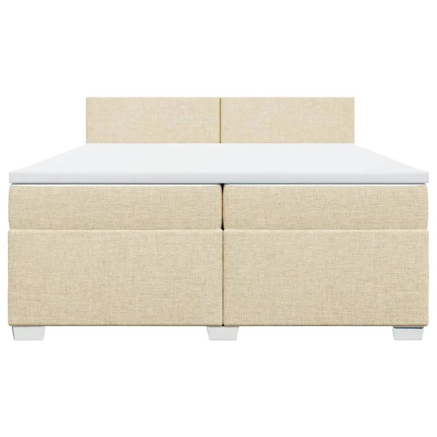 Sommier à lattes de lit avec matelas Crème 200x200 cm Tissu - 4