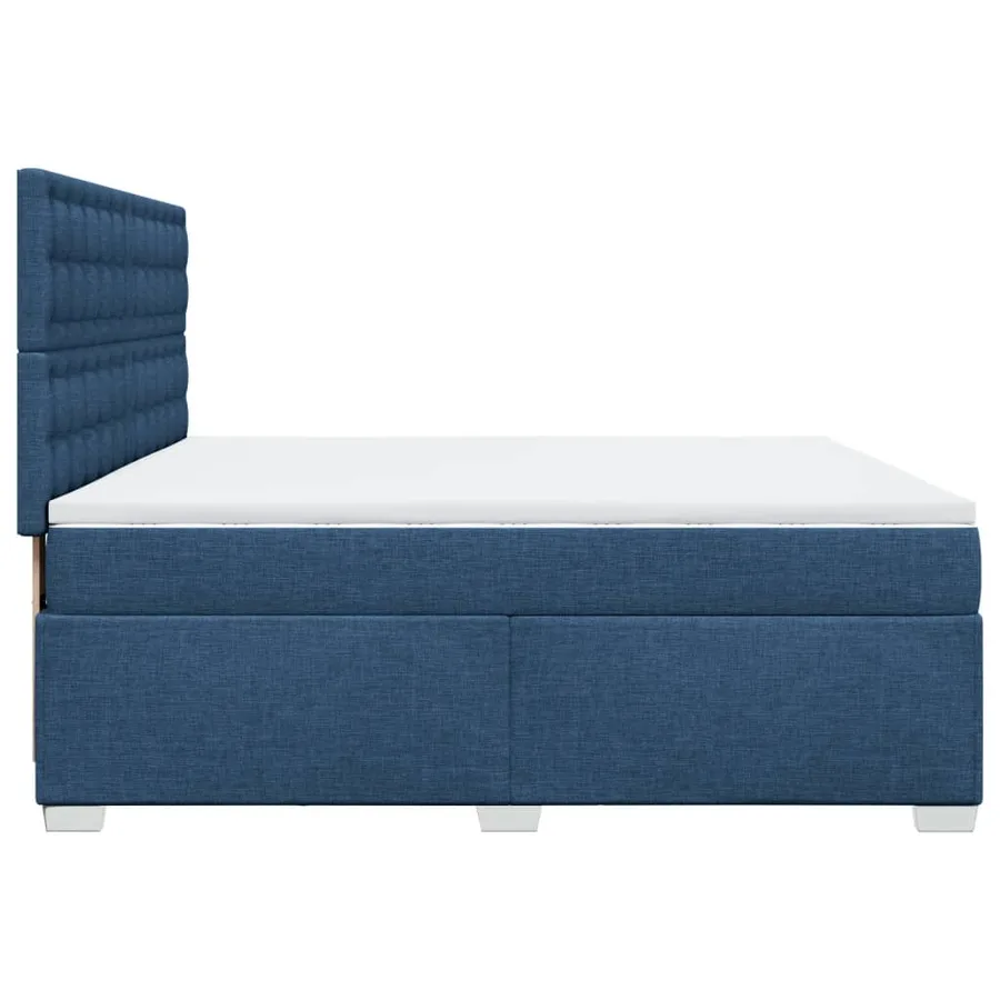 Sommier à lattes de lit avec matelas Bleu 200x200 cm Tissu - 11