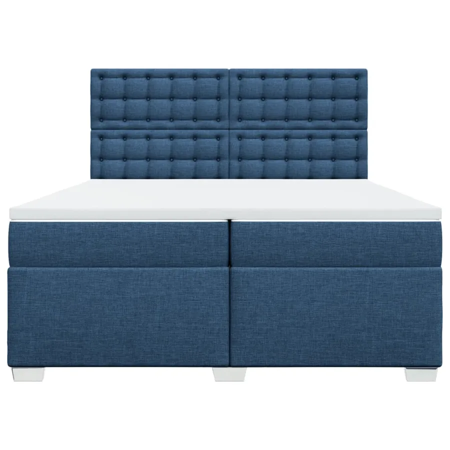 Sommier à lattes de lit avec matelas Bleu 200x200 cm Tissu - 6