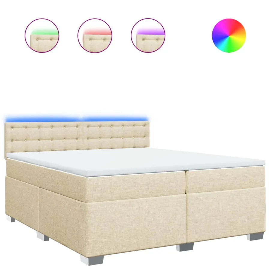 Sommier à lattes de lit avec matelas Crème 200x200 cm Tissu - 2