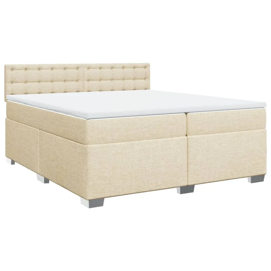 Sommier à lattes de lit avec matelas Crème 200x200 cm Tissu - 3