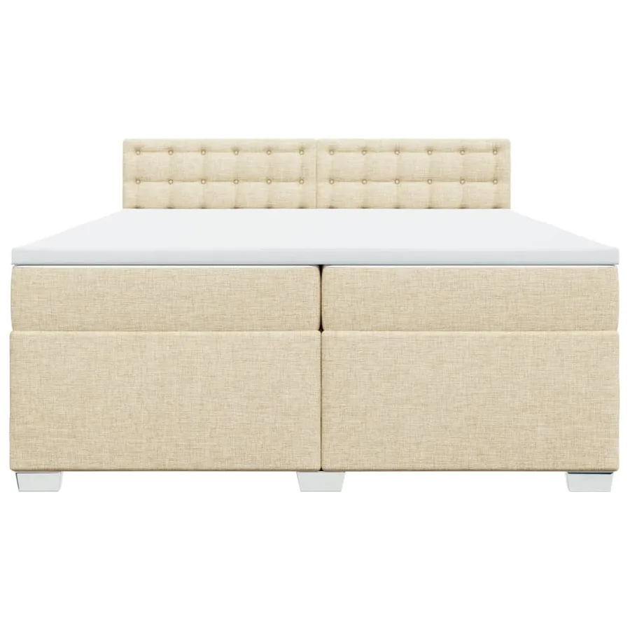Sommier à lattes de lit avec matelas Crème 200x200 cm Tissu - 6