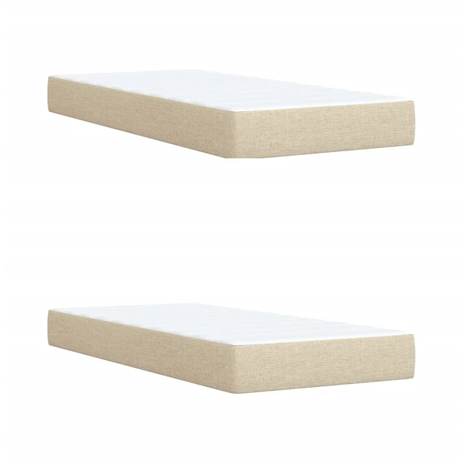 Sommier à lattes de lit avec matelas Crème 200x200 cm Tissu - 9