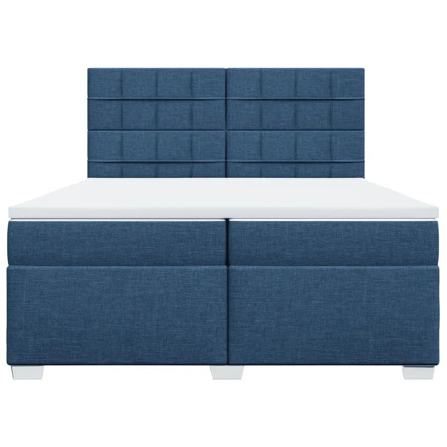 Sommier à lattes de lit avec matelas Bleu 200x200 cm Tissu - 6