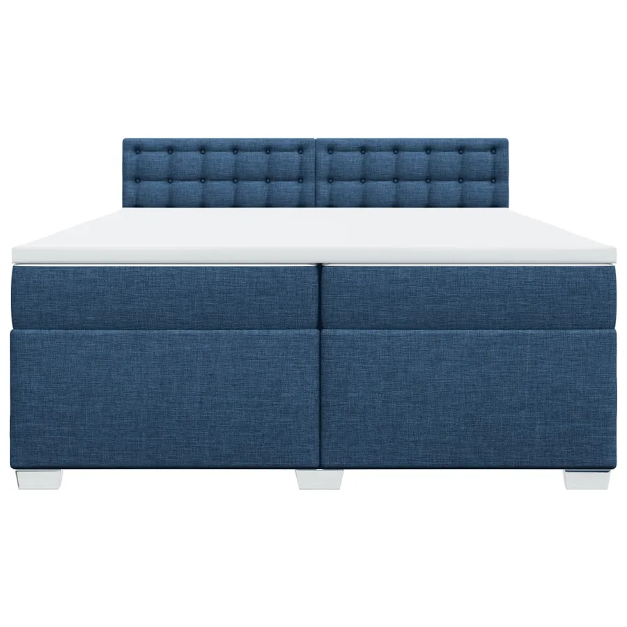 Sommier à lattes de lit avec matelas Bleu 200x200 cm Tissu - 4