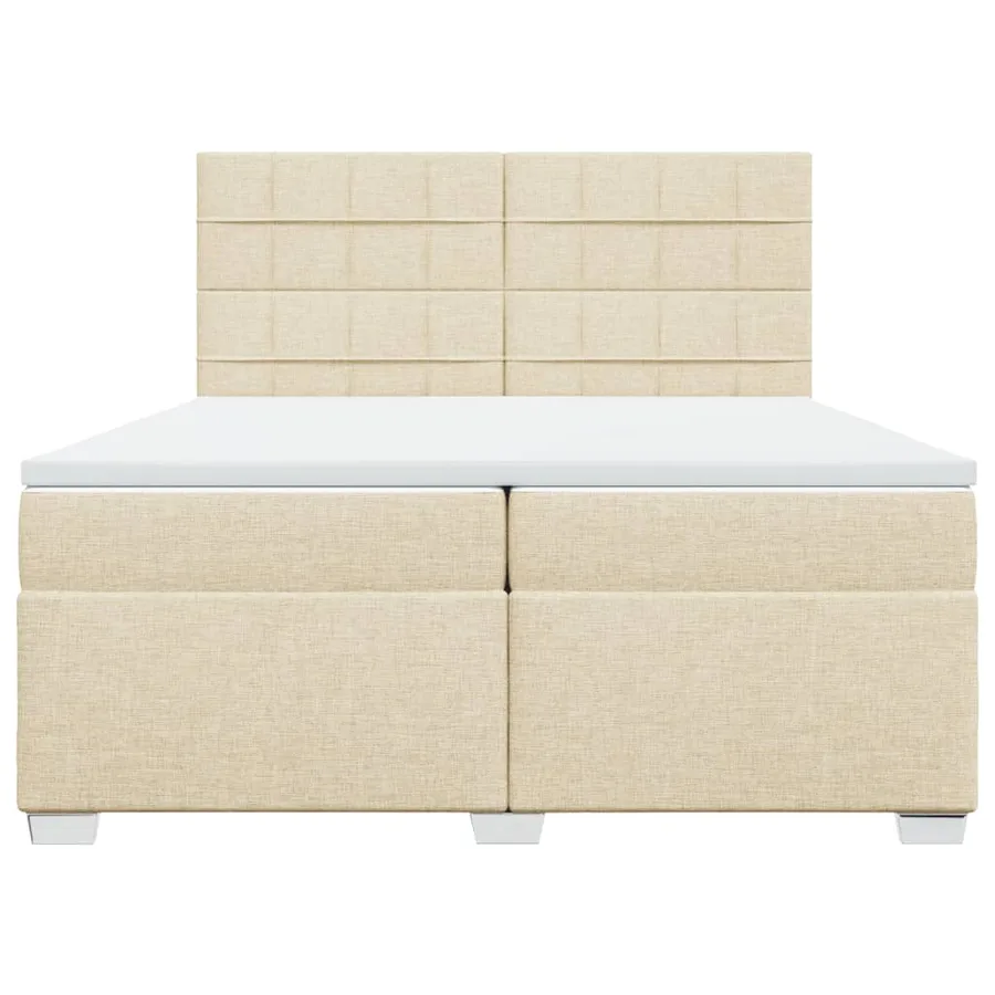 Sommier à lattes de lit avec matelas Crème 200x200 cm Tissu - 4