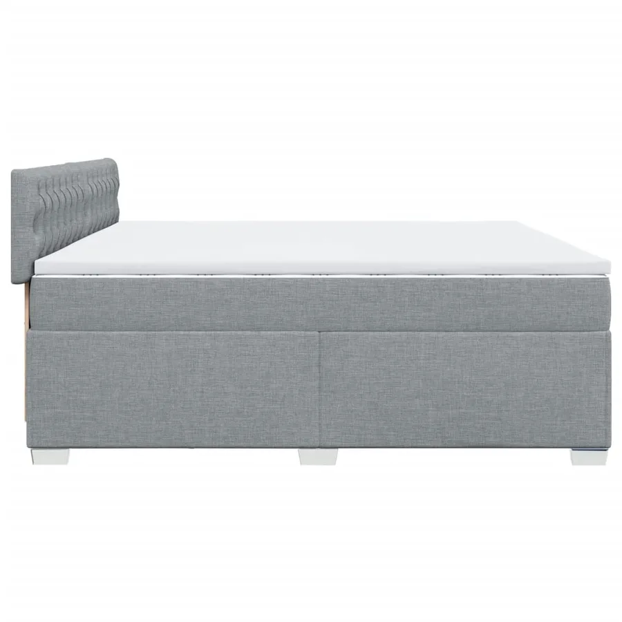 Sommier à lattes de lit avec matelas Gris clair 200x200cm Tissu - 11