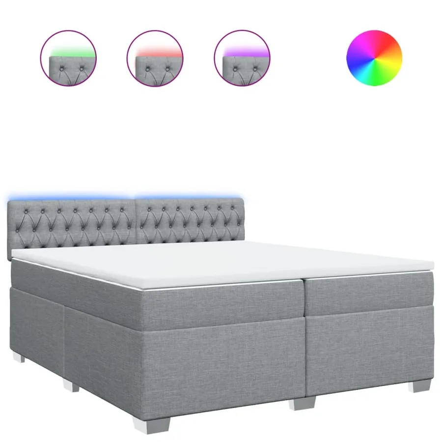 Sommier à lattes de lit avec matelas Gris clair 200x200cm Tissu - 2