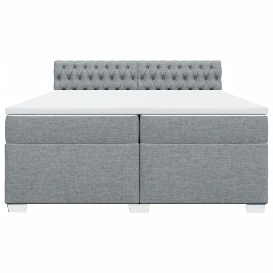 Sommier à lattes de lit avec matelas Gris clair 200x200cm Tissu - 6