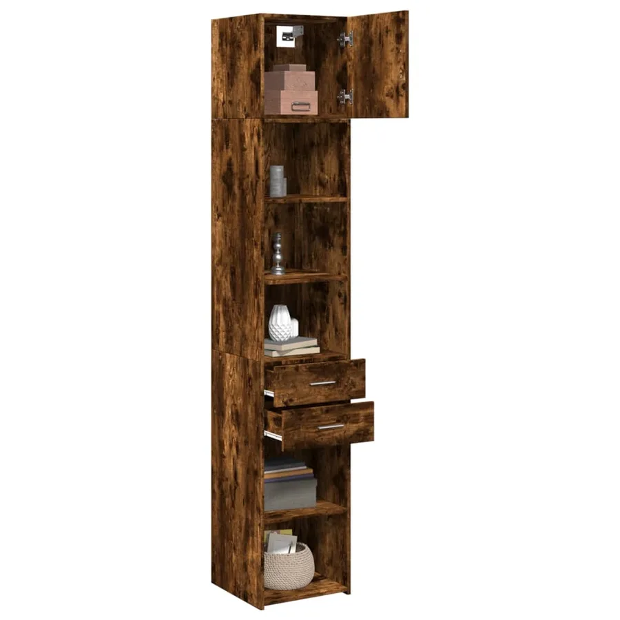 Armoire de rangement mince chêne fumé 40x42,5x225 cm - 3