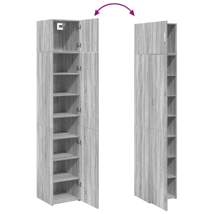 Armoire de rangement mince sonoma gris 40x42,5x225 cm - 9