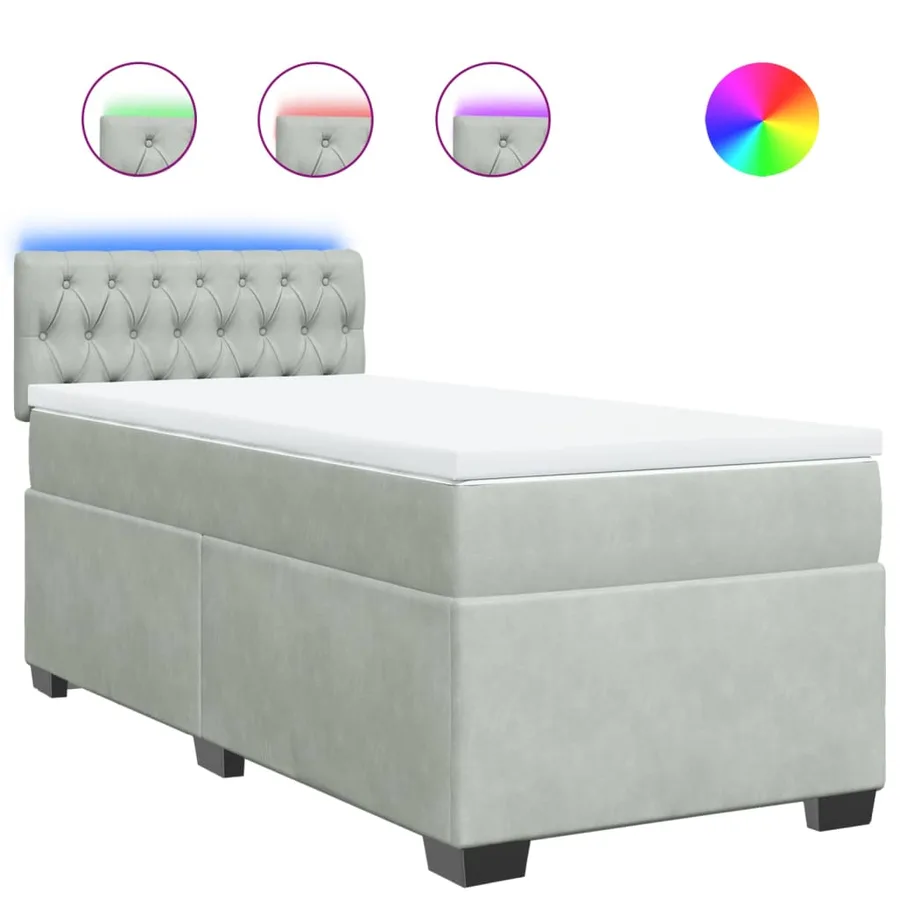 Sommier à lattes de lit et matelas Gris clair 90x190 cm Velours - 2