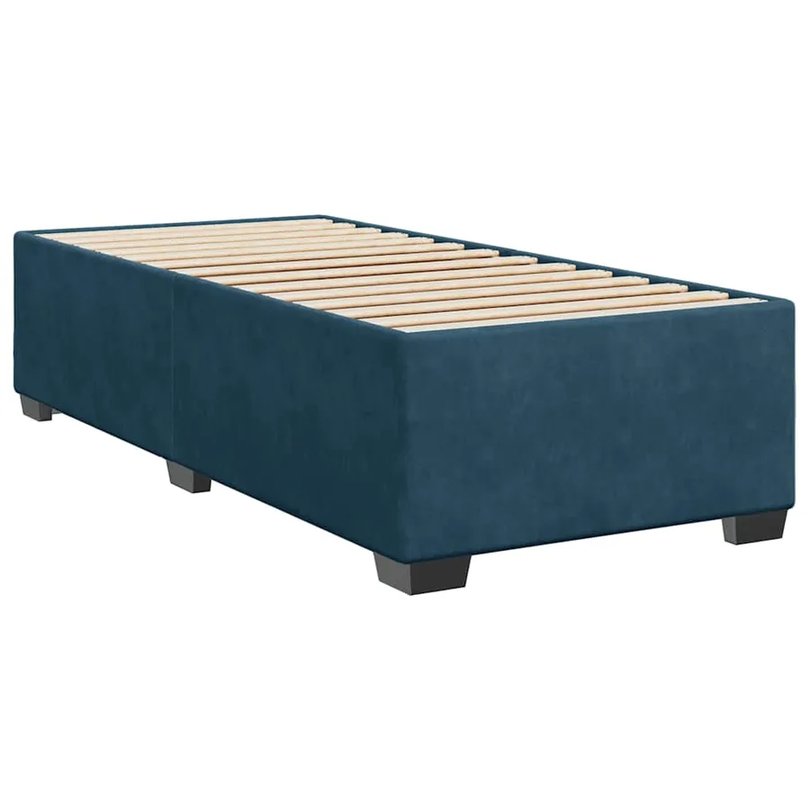 Sommier à lattes de lit avec matelas bleu 90x190 cm velours - 10