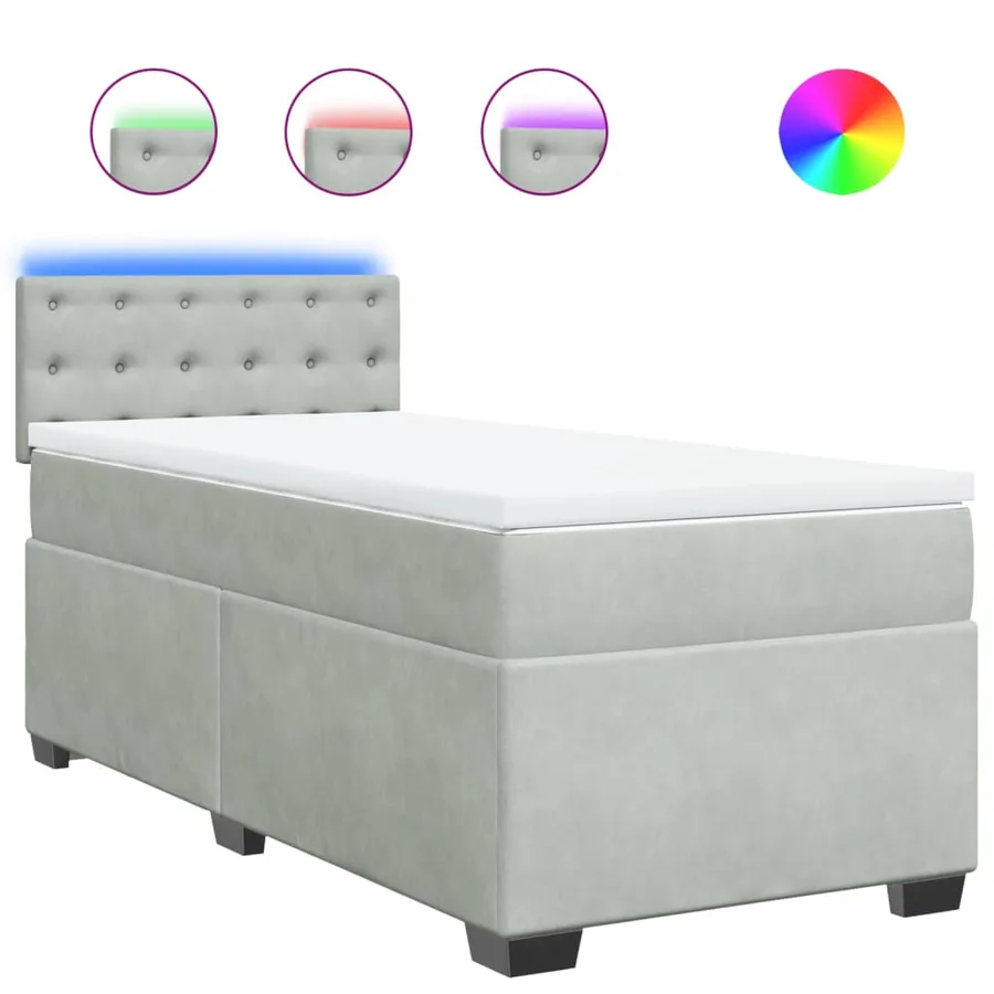 Sommier à lattes de lit et matelas Gris clair 90x190 cm Velours - 2
