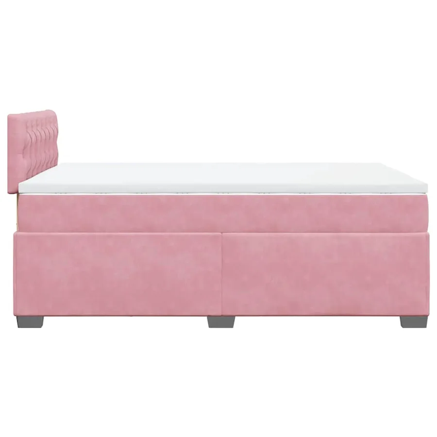 Sommier à lattes de lit avec matelas rose 120x190 cm velours - 11