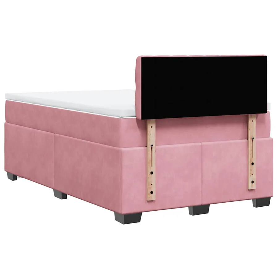 Sommier à lattes de lit avec matelas rose 120x190 cm velours - 12