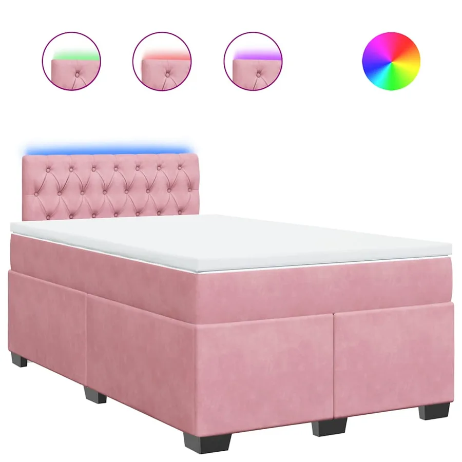 Sommier à lattes de lit avec matelas rose 120x190 cm velours - 2